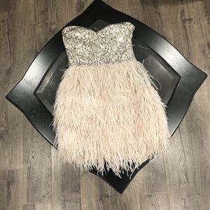 Bebe sequin and feather dress